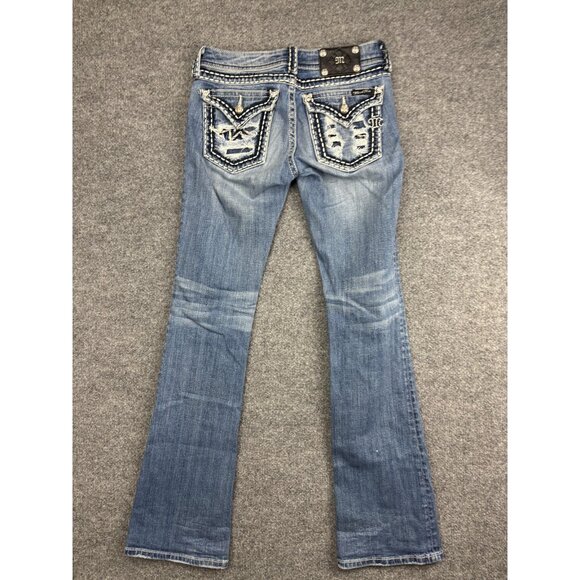 Miss Me Jeans Womens 26 Bootcut Distressed Embellished Rhinestone JE5152B71 - Picture 7 of 8
